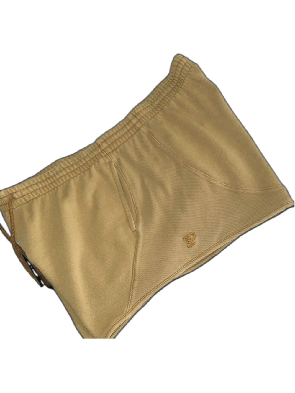 Victoria's Secret PINK Fleece Shorts Women's XL Tan Drawstring Logo Pockets